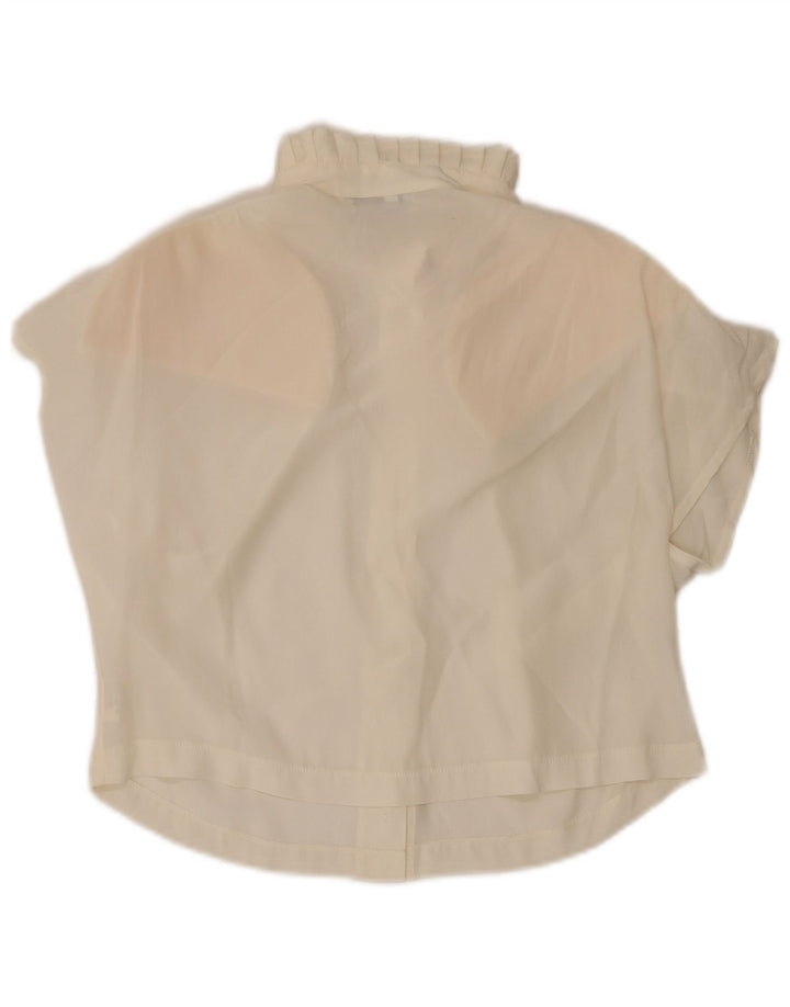 Vintage Womens Crop Short Sleeve Shirt Blouse IT 44 Medium Off White
