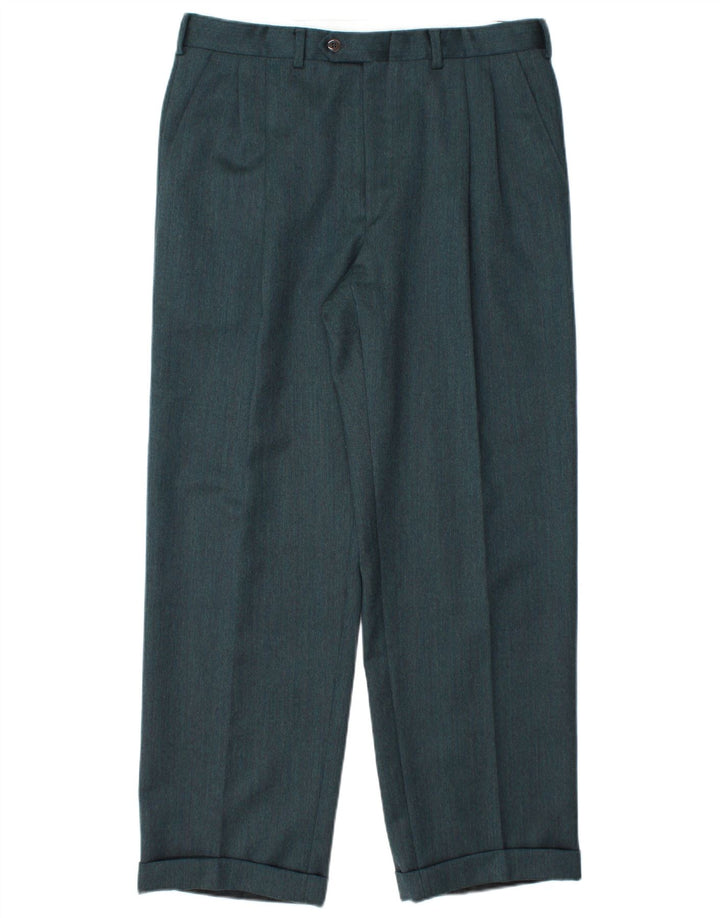 ANGELICO Mens Double Breasted 2 Piece Suit IT 50 Large W34 L30 Green