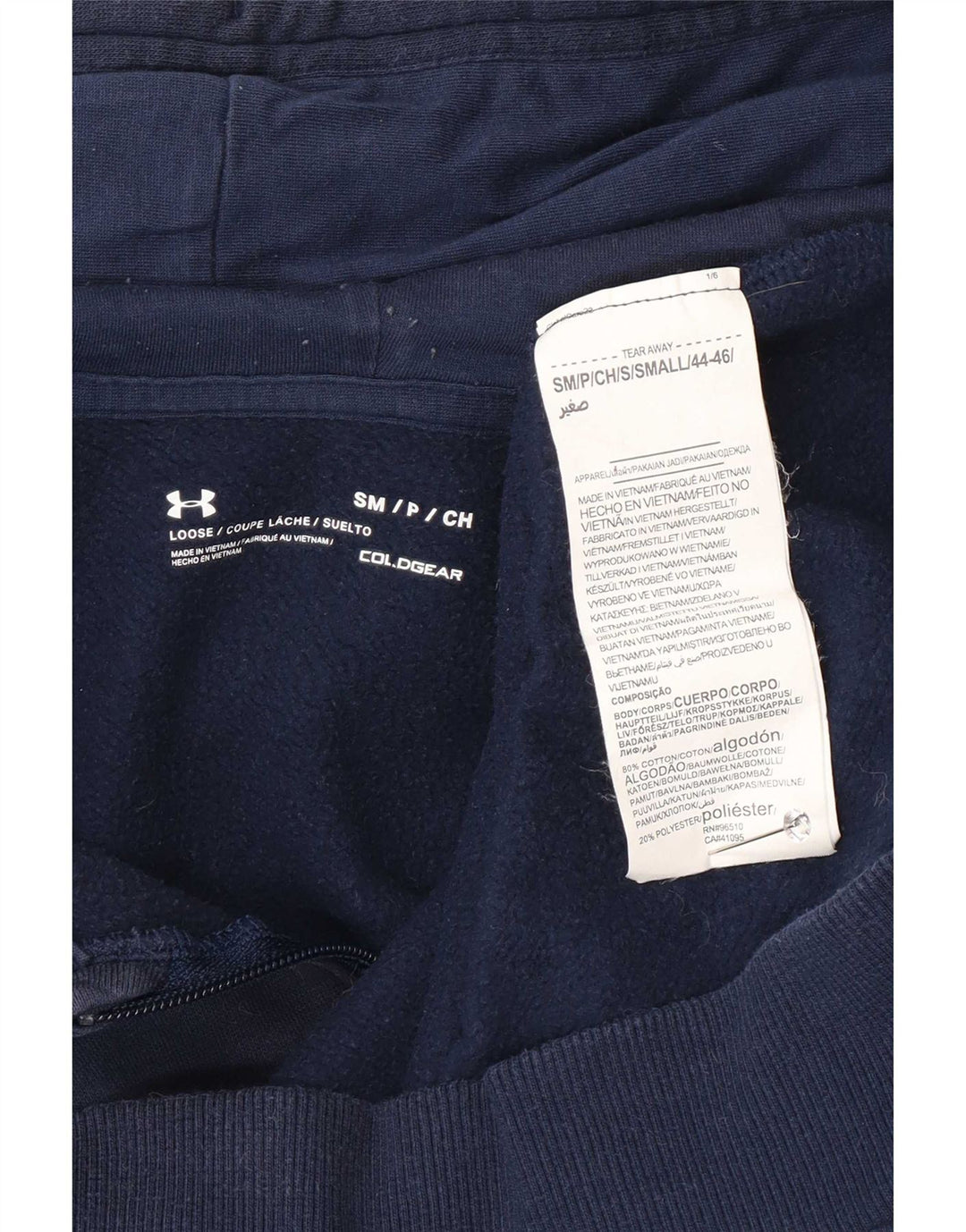 Under Armour Mens Regular Fit Zip Hoodie Sweater Medium Navy Blue Cotton