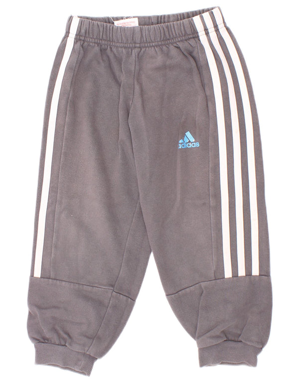 Adidas Boys Tracksuit Trousers Joggers 3-4 Years Grey Cotton