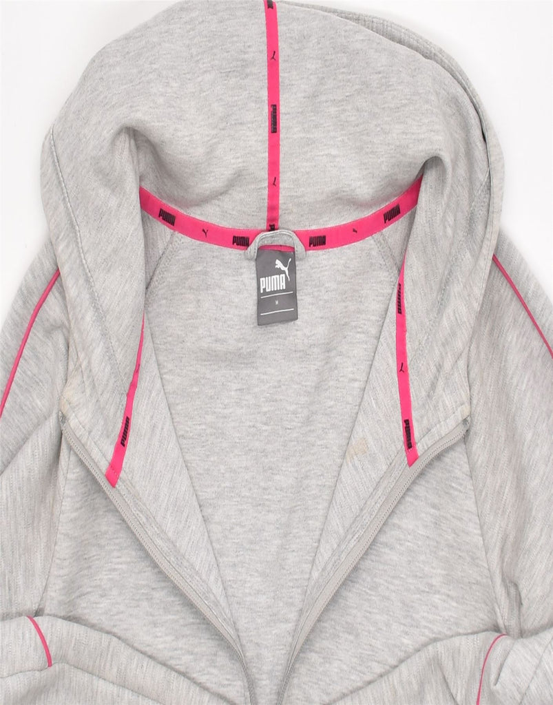 PUMA Womens Zip Hoodie Sweater UK 14 Medium Grey Cotton | Vintage | Thrift | Second-Hand | Used Clothing | Messina Hembry 