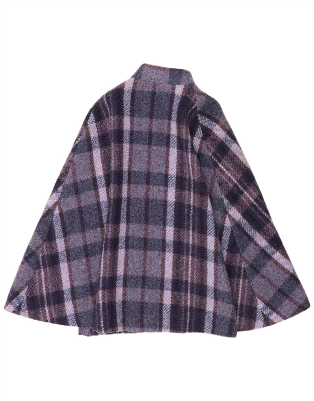 Jimmy Hourihan Womens Boru Poncho Coat One Size Purple Check Wool