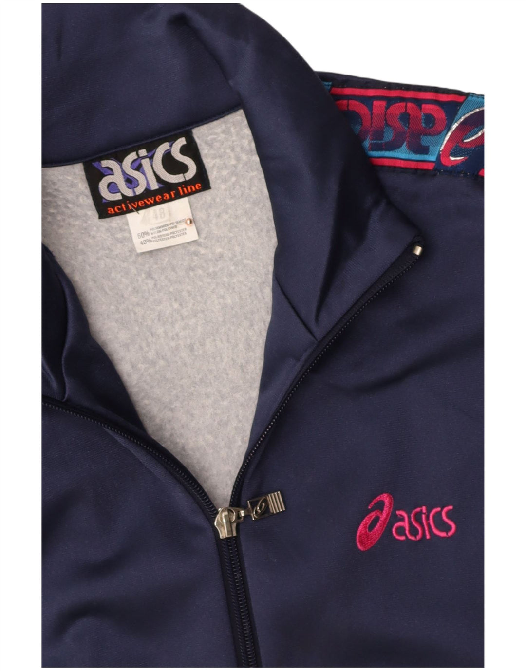 ASICS Womens Tracksuit Top Jacket IT 48 XL Navy Blue Polyamide