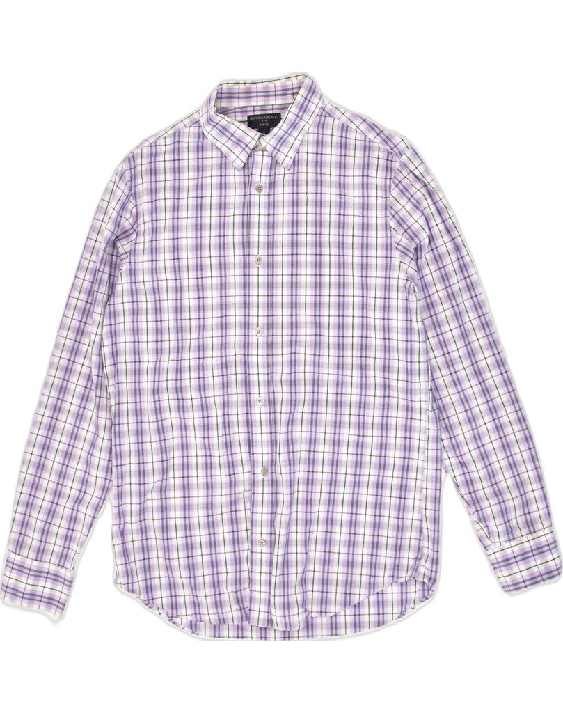 BANANA REPUBLIC Mens Slim Fit Shirt Size 15 15 1/2 Medium Purple Check | Vintage Banana Republic | Thrift | Second-Hand Banana Republic | Used Clothing | Messina Hembry 