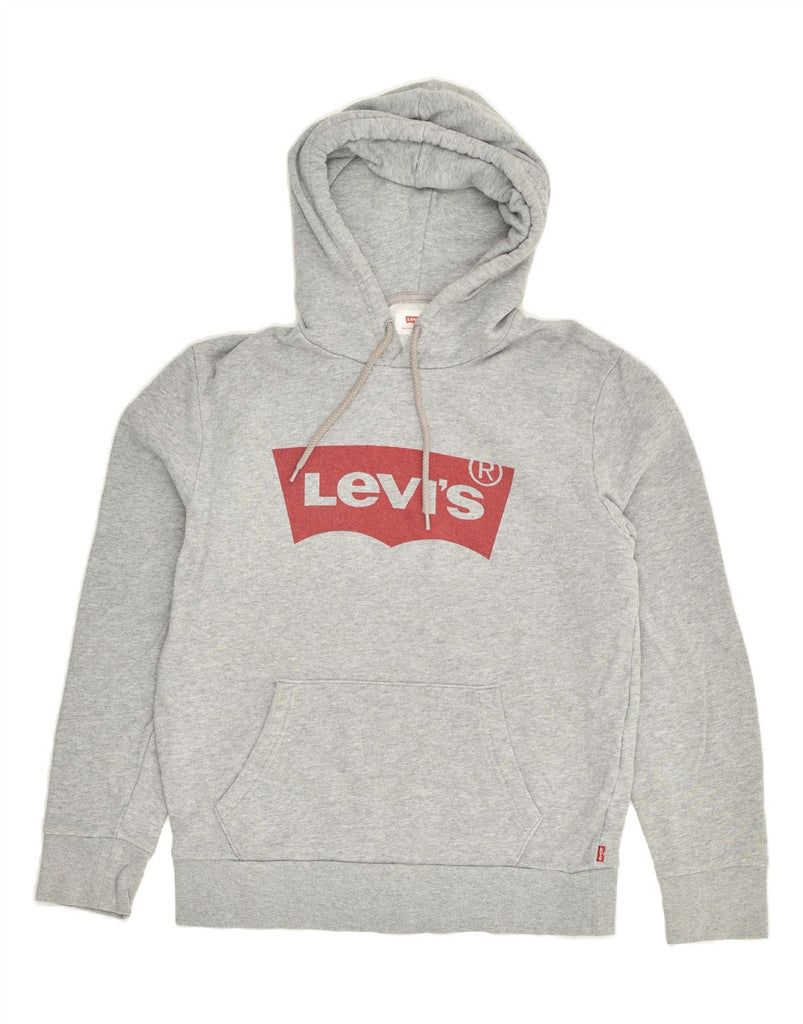 LEVI'S Womens Graphic Hoodie Jumper UK 8 Small Grey Cotton | Vintage Levi's | Thrift | Second-Hand Levi's | Used Clothing | Messina Hembry 