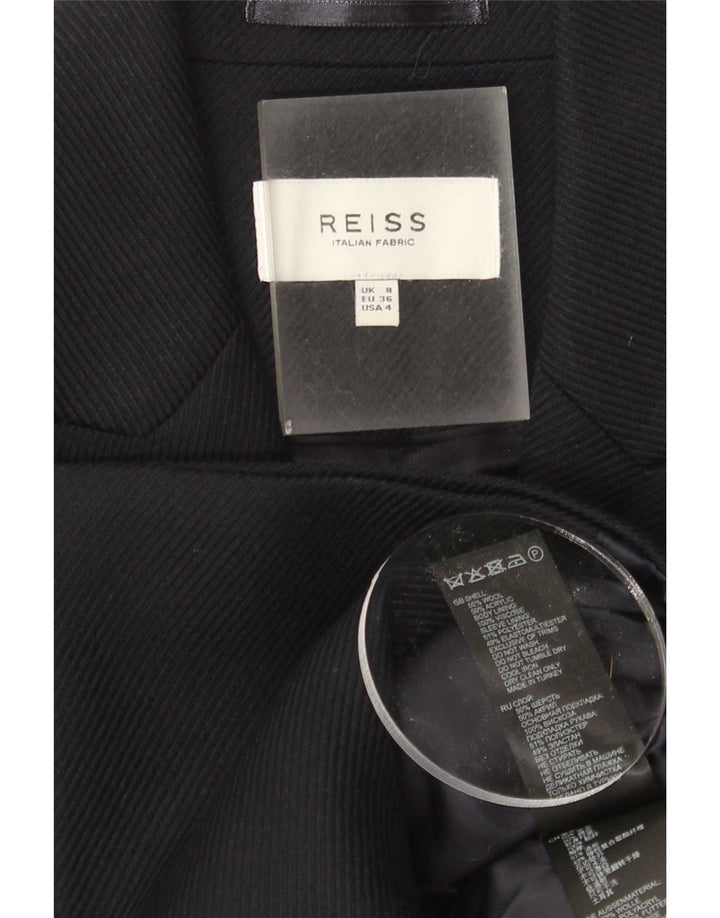 Reiss Womens Double Breasted Blazer Jacket UK 8 Small Navy Blue Wool