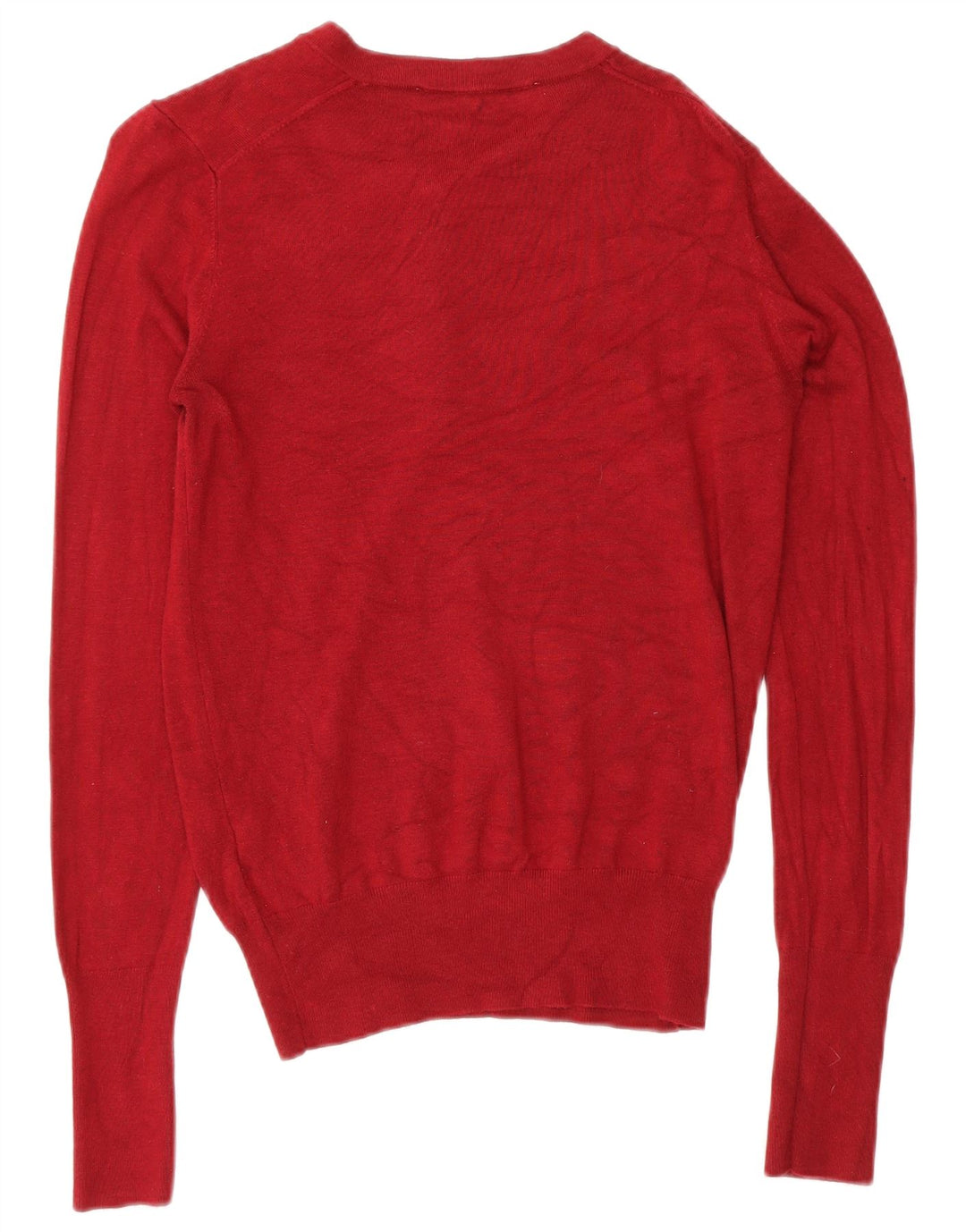 Zara Womens Button Neck Jumper Sweater UK 12 Medium Burgundy Viscose