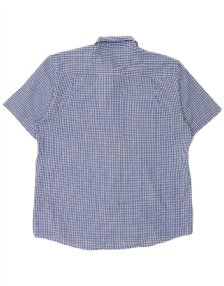 PIERRE CARDIN Mens Short Sleeve Regular Fit Shirt XL Blue Gingham