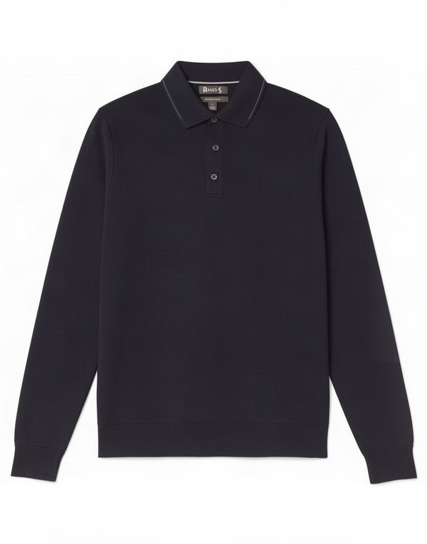 Marks & Spencer Mens Polo Neck Jumper Sweater Medium Navy Blue Cotton