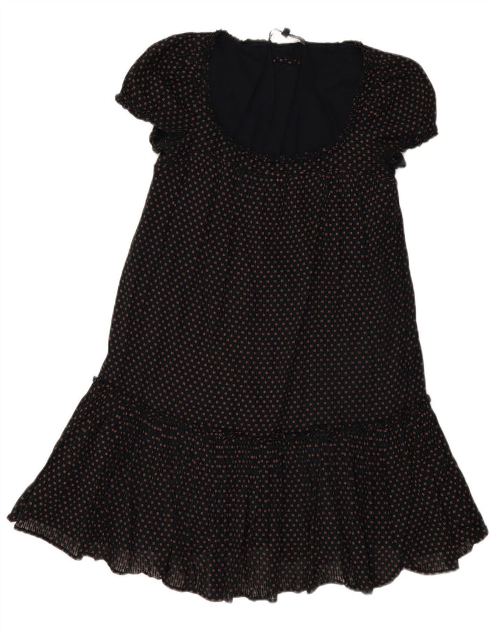 French Connection Womens Basic Dress UK 8 Small Black Spotted Cotton