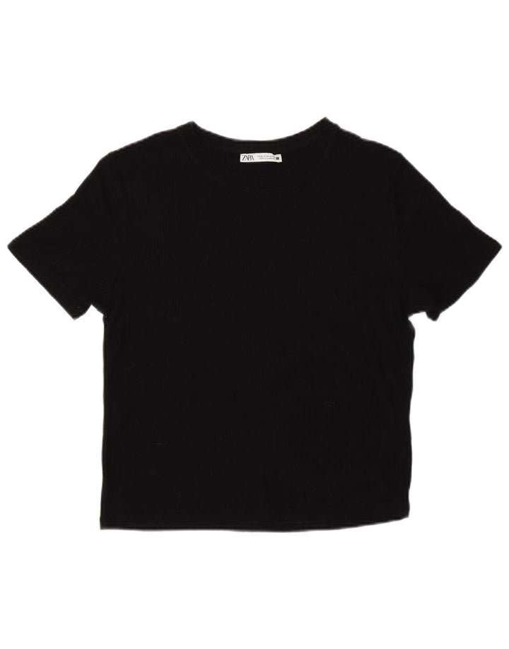 Zara Womens T-Shirt Top UK 12 Medium Black