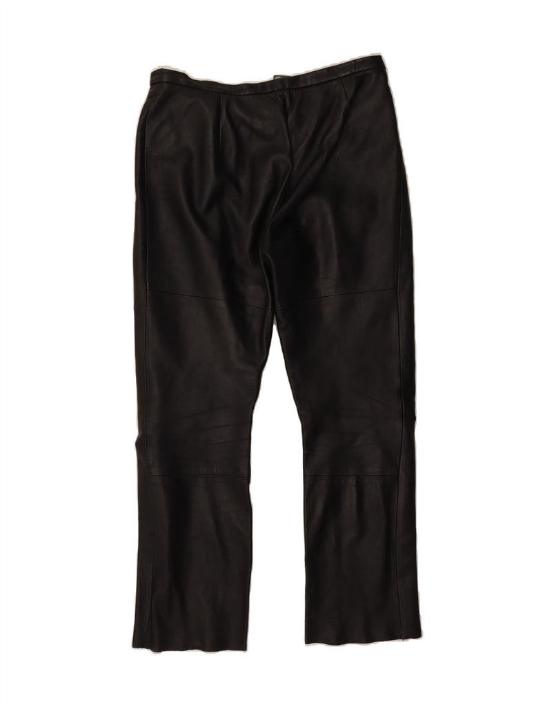 VINTAGE Womens Leather Straight Trousers UK 14 Large W34 L28 Black Leather Vintage Vintage and Second-Hand Vintage from Messina Hembry 