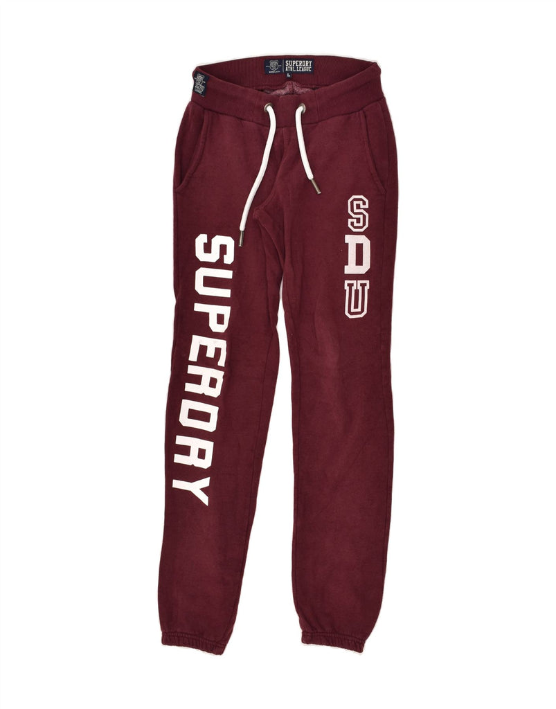 SUPERDRY Womens Graphic Tracksuit Trousers Joggers UK 2 2XS Burgundy | Vintage Superdry | Thrift | Second-Hand Superdry | Used Clothing | Messina Hembry 