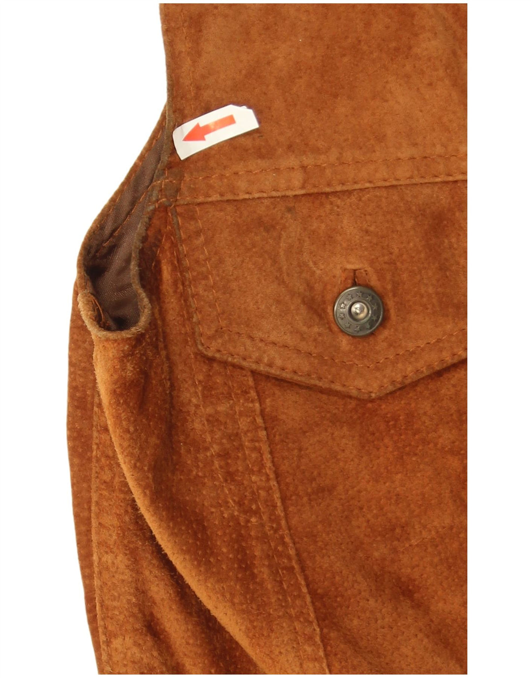 Vintage Womens Crop Suede Gilet UK 8 Small Brown