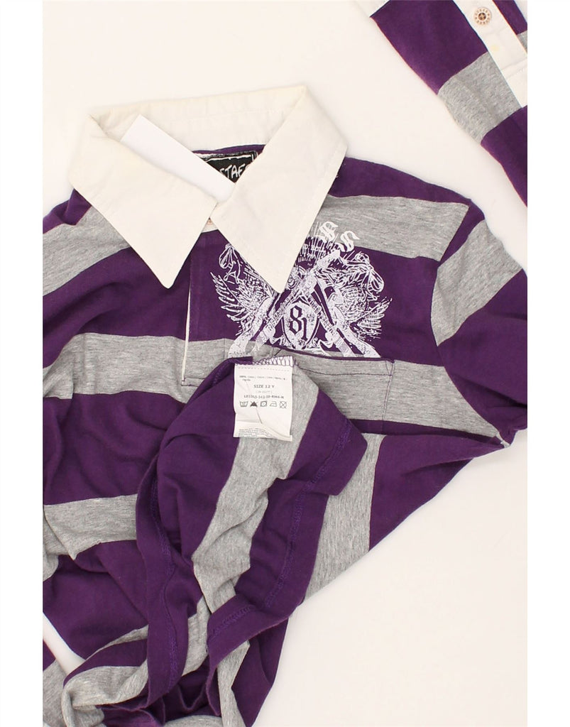 GUESS Girls Graphic Long Sleeve Polo Shirt 11-12 Years Purple Striped | Vintage Guess | Thrift | Second-Hand Guess | Used Clothing | Messina Hembry 