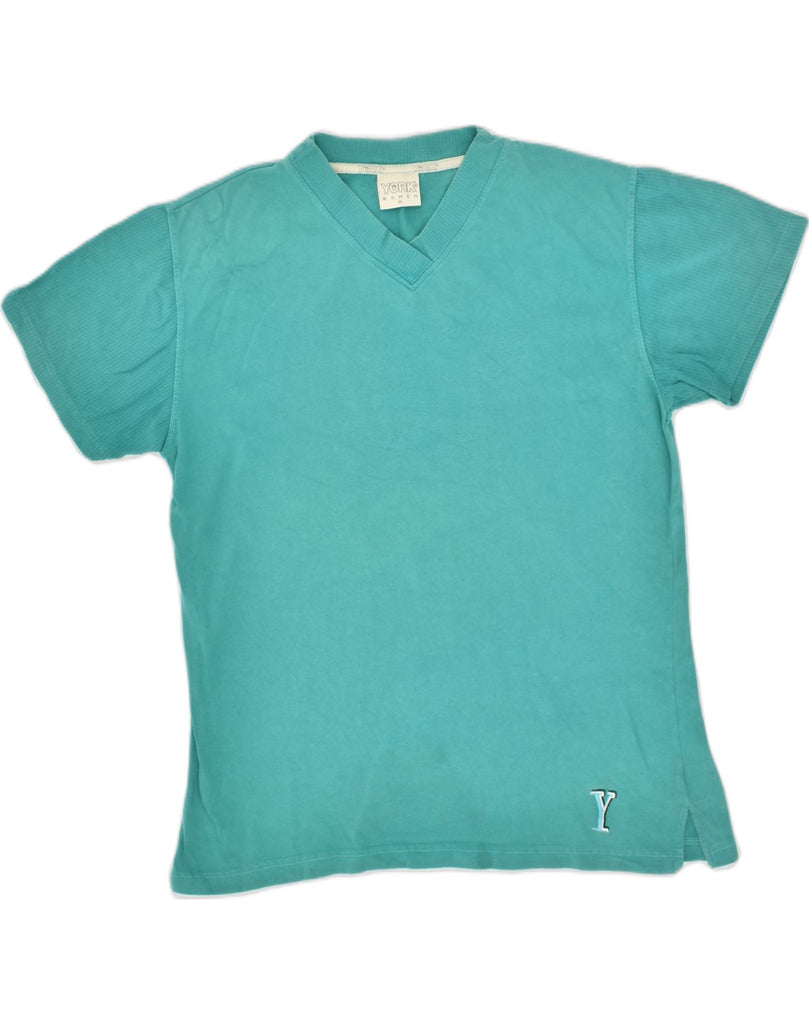 YORK Womens T-Shirt Top IT 44 Medium Turquoise Cotton | Vintage York | Thrift | Second-Hand York | Used Clothing | Messina Hembry 