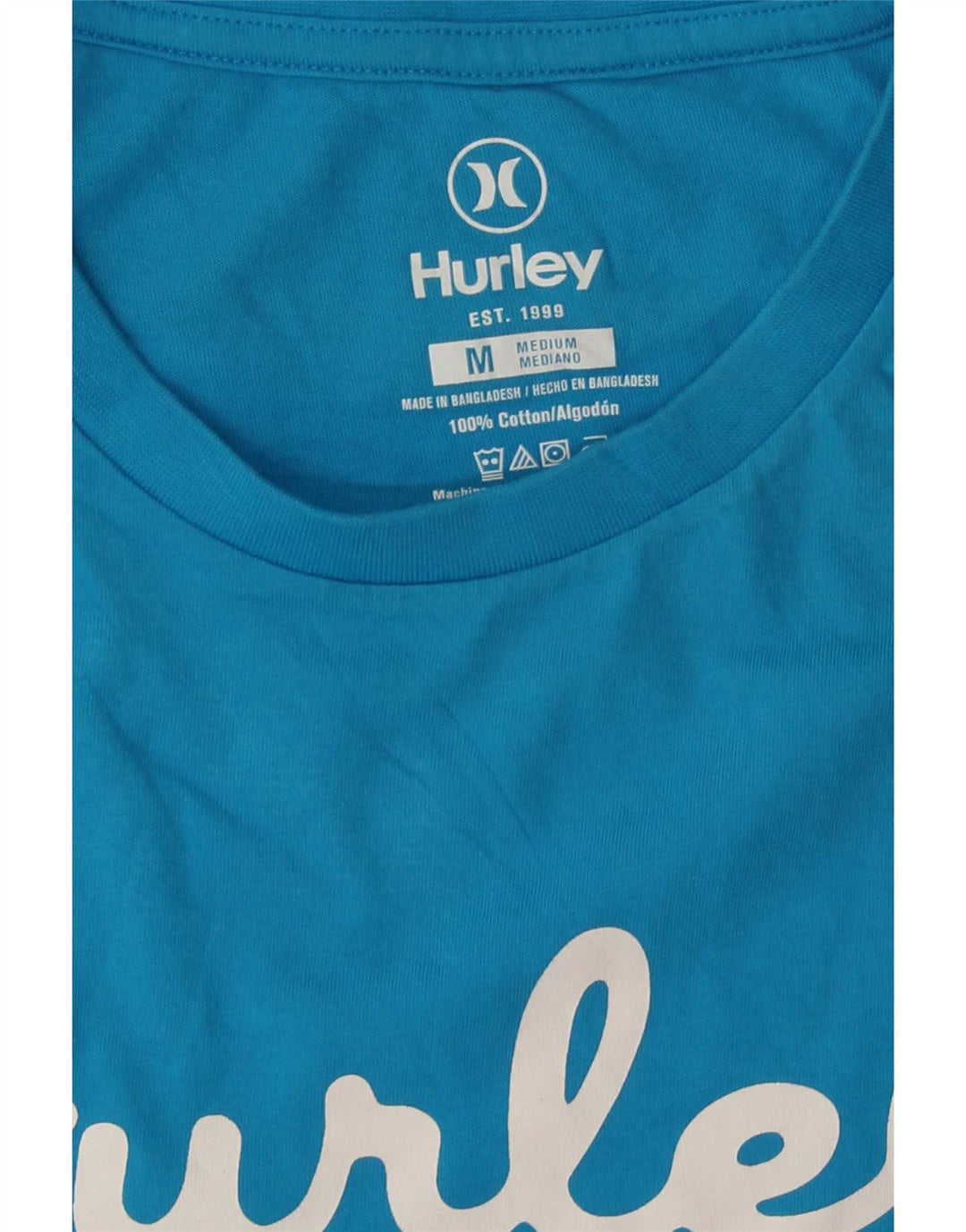 Hurley Mens Graphic T-Shirt Top Medium Blue Cotton