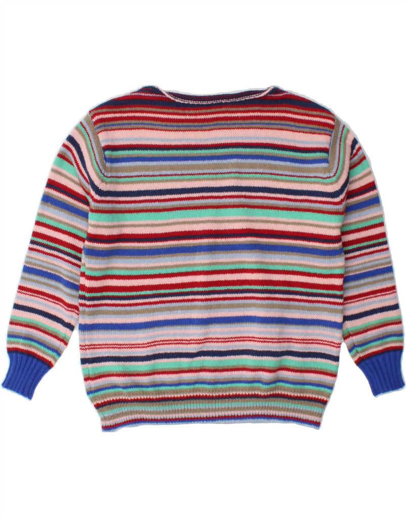 VINTAGE Womens Boat Neck Jumper Sweater UK 16 Large Multicoloured Striped Vintage Vintage and Second-Hand Vintage from Messina Hembry 