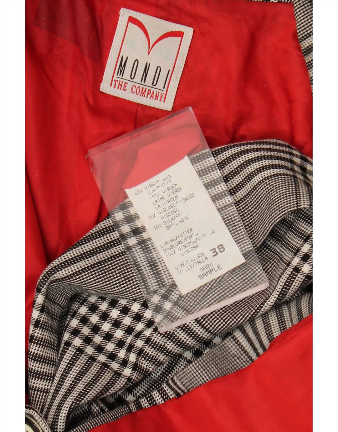 Mondi Womens Double Breasted Blazer Jacket EU 38 Medium Grey Houndstooth