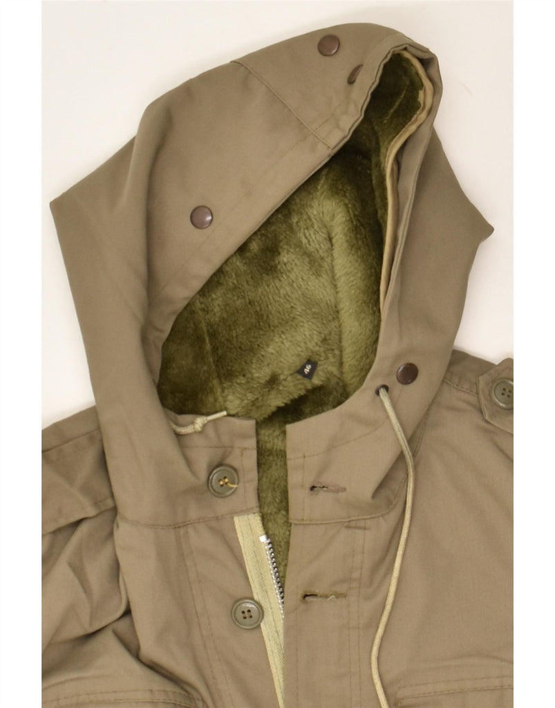 VINTAGE Mens Hooded Military Overcoat IT 46 Small Khaki Vintage Vintage and Second-Hand Vintage from Messina Hembry 