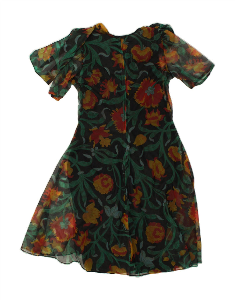 VINTAGE Womens Basic Dress UK 14 Medium Green Floral | Vintage Vintage | Thrift | Second-Hand Vintage | Used Clothing | Messina Hembry 
