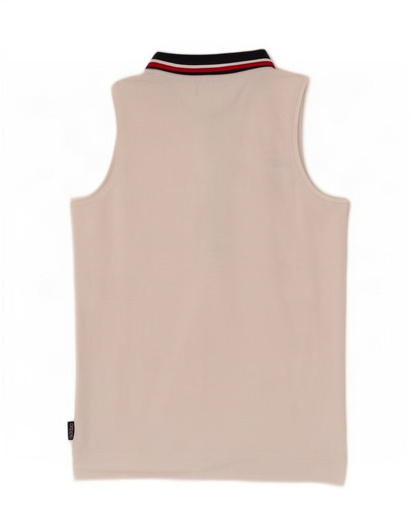 Kappa Womens Sleeveless Polo Shirt UK 14 Large White Cotton