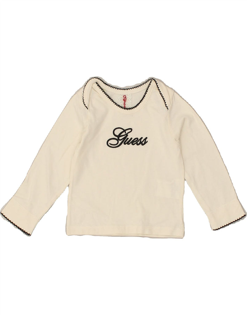 GUESS Baby Girls Graphic Top Long Sleeve 6-9 Months White Cotton | Vintage Guess | Thrift | Second-Hand Guess | Used Clothing | Messina Hembry 