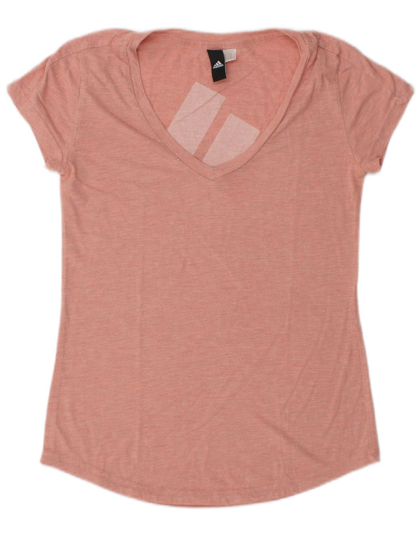 Adidas Womens Graphic T-Shirt Top UK 10 Small Pink Flecked