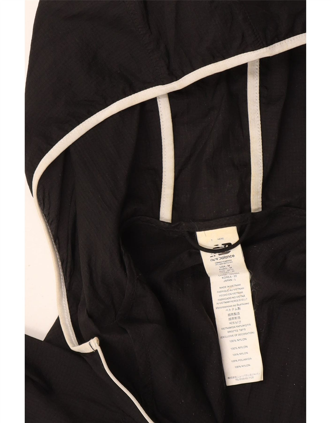 New Balance Womens Graphic Hooded Rain Jacket UK 14 Medium Black Nylon