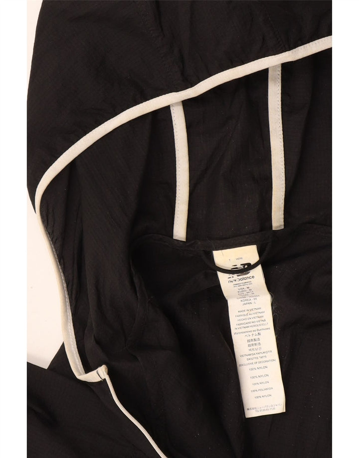 New Balance Womens Graphic Hooded Rain Jacket UK 14 Medium Black Nylon