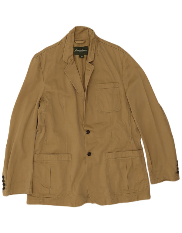 Eddie Bauer Mens 2 Button Blazer Jacket UK 42 XL Khaki Cotton