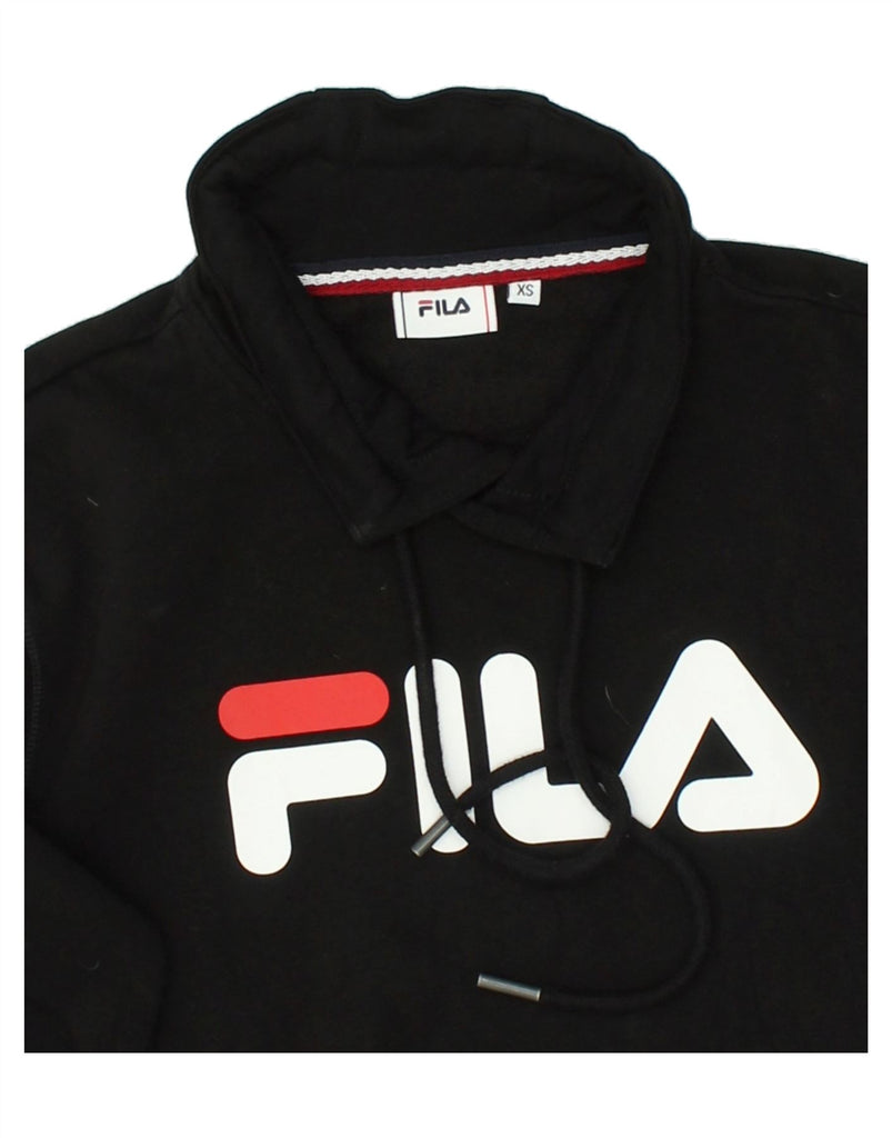 FILA Womens Graphic Sweatshirt Jumper UK 6 XS Black Cotton Vintage Fila and Second-Hand Fila from Messina Hembry 