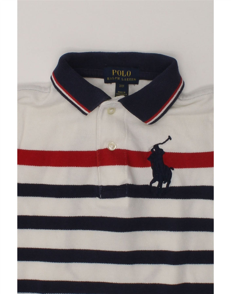 POLO RALPH LAUREN Boys Graphic Polo Shirt 2-3 Years White Striped Cotton | Vintage Polo Ralph Lauren | Thrift | Second-Hand Polo Ralph Lauren | Used Clothing | Messina Hembry 