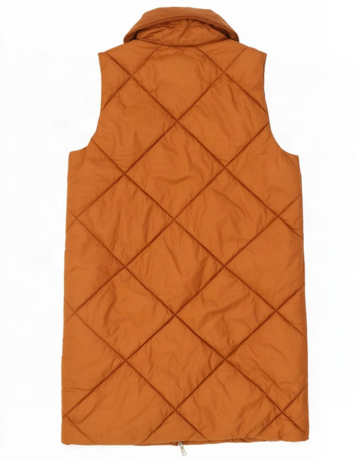 Esprit Womens Longline Padded Gilet UK 14 Medium Brown Polyester