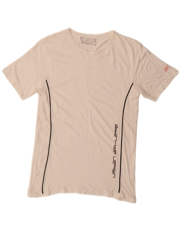 Reebok Mens Graphic T-Shirt Top Large White Viscose