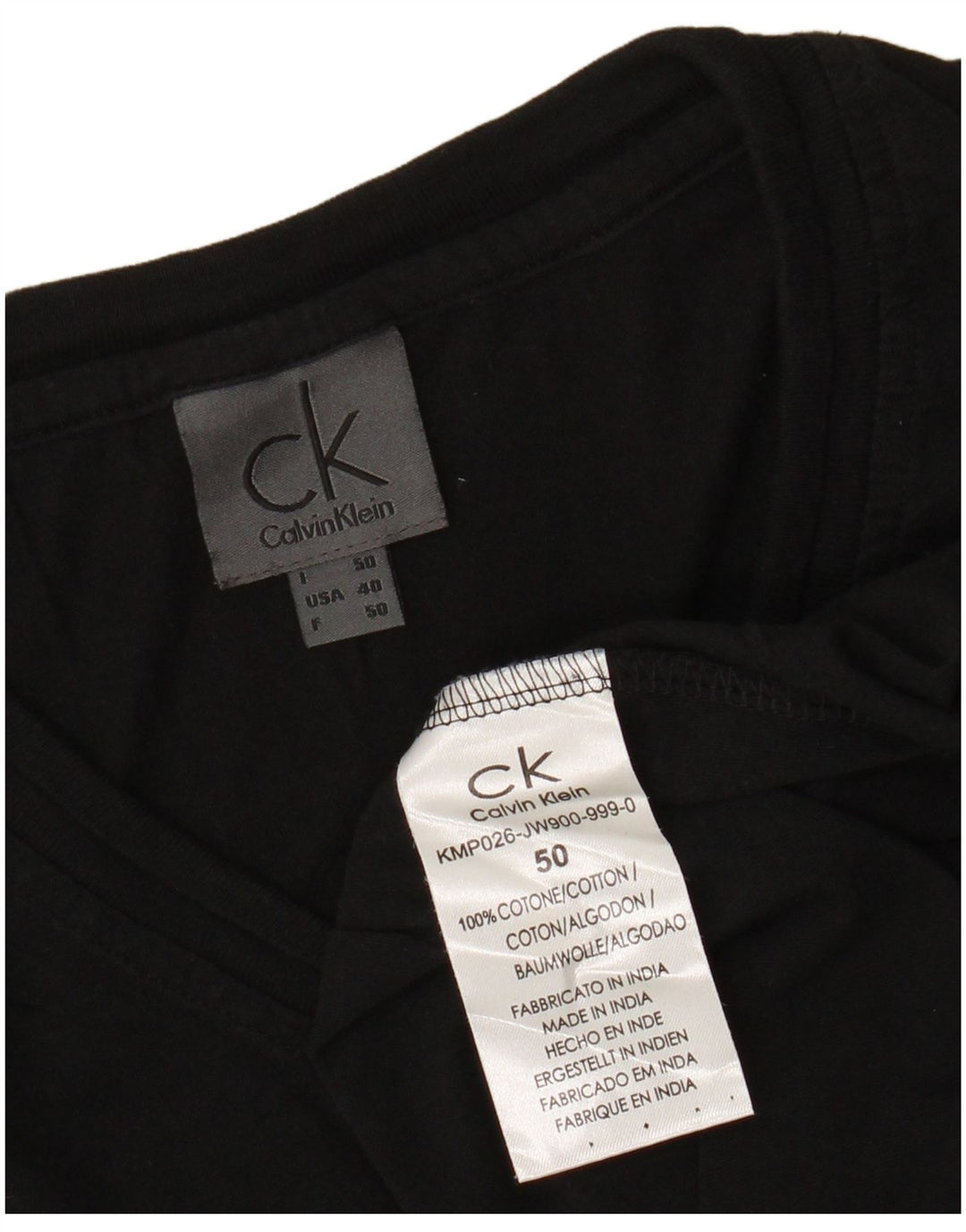 CALVIN KLEIN Mens Graphic T-Shirt Top IT 50 Medium Black Cotton