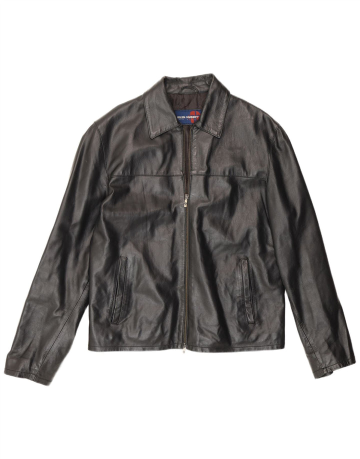 Helen Hubert Mens Leather Jacket IT 50 Large Black Leather