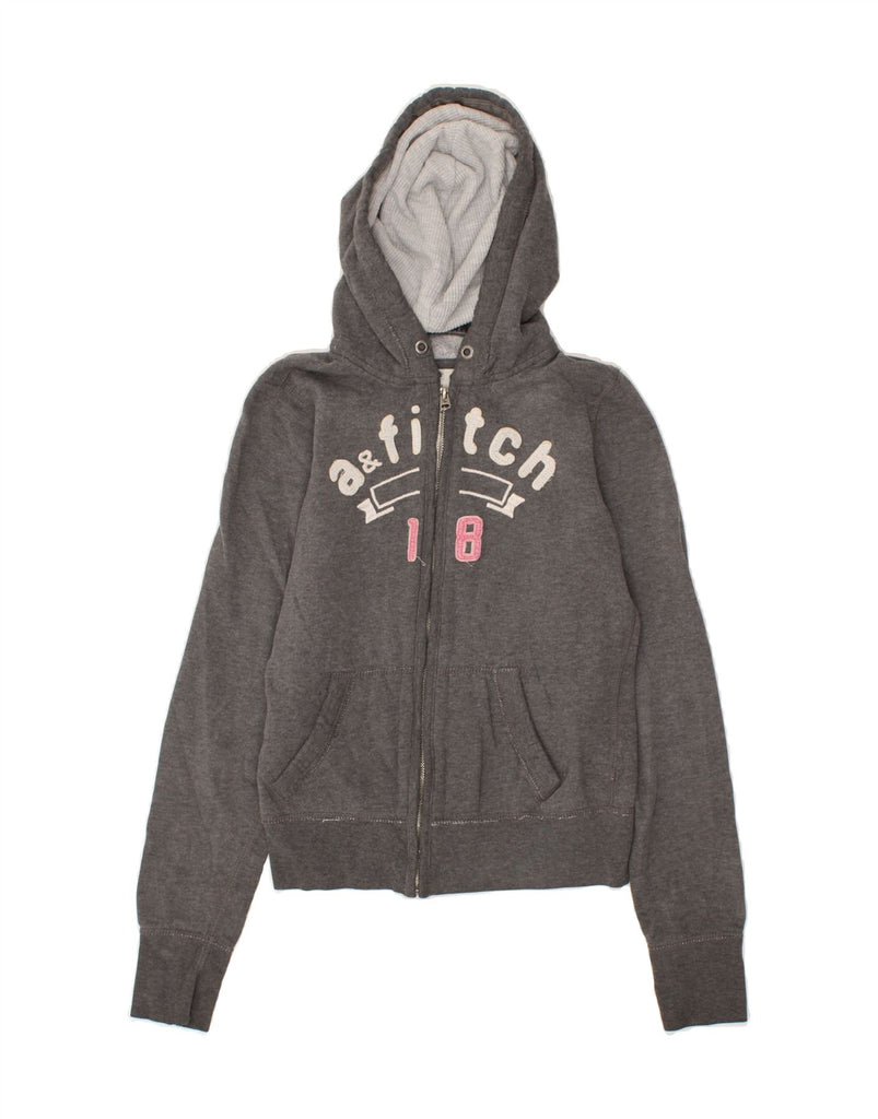 ABERCROMBIE & FITCH Girls Graphic Zip Hoodie Sweater 14-15 Years XL Grey | Vintage Abercrombie & Fitch | Thrift | Second-Hand Abercrombie & Fitch | Used Clothing | Messina Hembry 