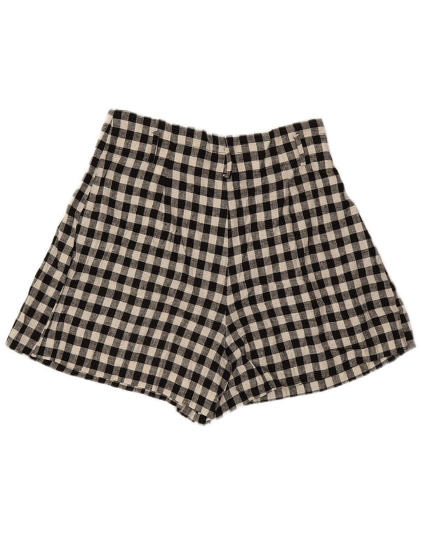Zara Womens Wide Leg High Waist Casual Shorts Large W30 Black Gingham
