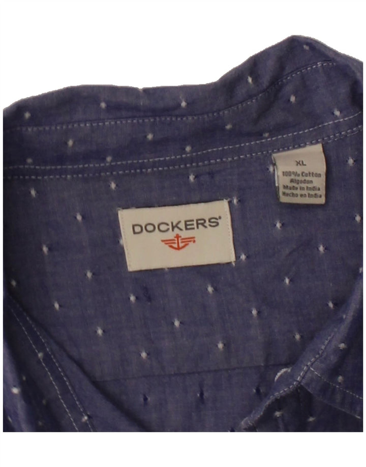 DOCKERS Mens Shirt XL Blue Spotted Cotton Vintage Dockers and Second-Hand Dockers from Messina Hembry 