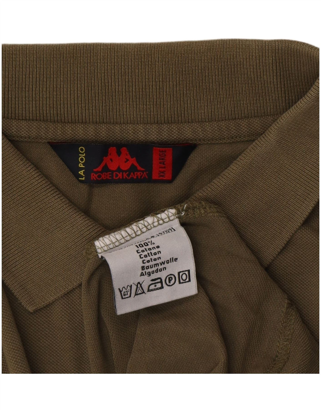 Kappa Mens Long Sleeve Polo Shirt 2XL Khaki Cotton