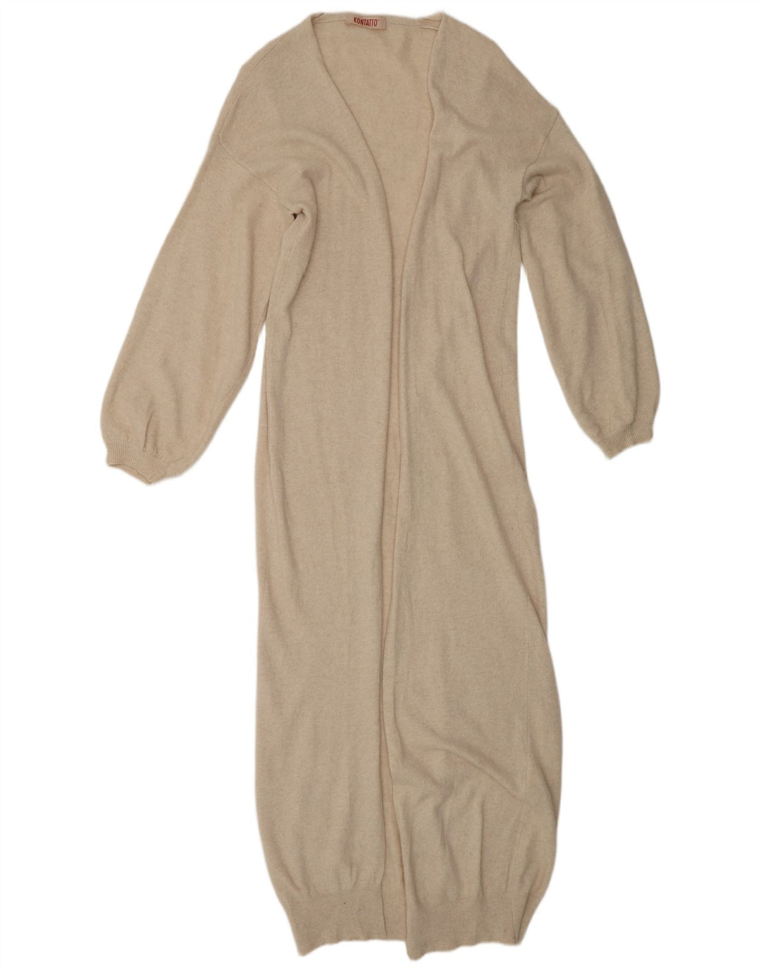 KONTATTO Womens Longline Cardigan Sweater UK 14 Medium Beige Polyamide