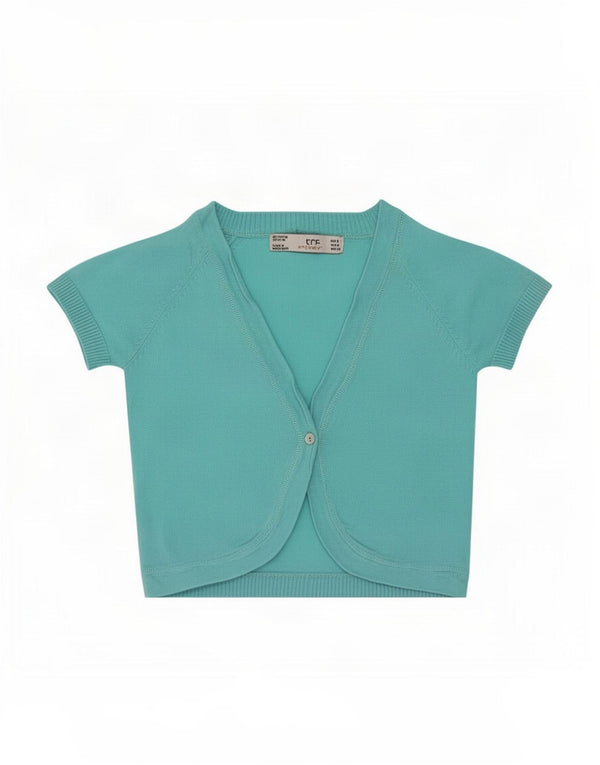 Zara Womens Trafaluc Bolero Cardigan Sweater UK 8 Small Blue Cotton