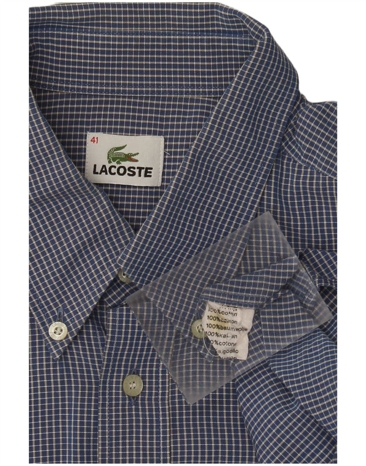 Lacoste Mens Shirt Size 41 Large Blue Gingham Cotton