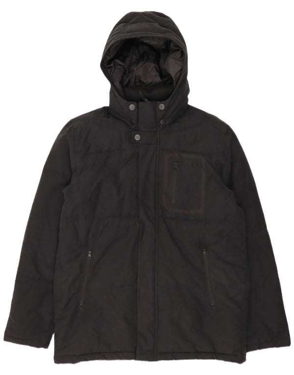 DC Mens Hooded Padded Jacket UK 38 Medium Black Cotton