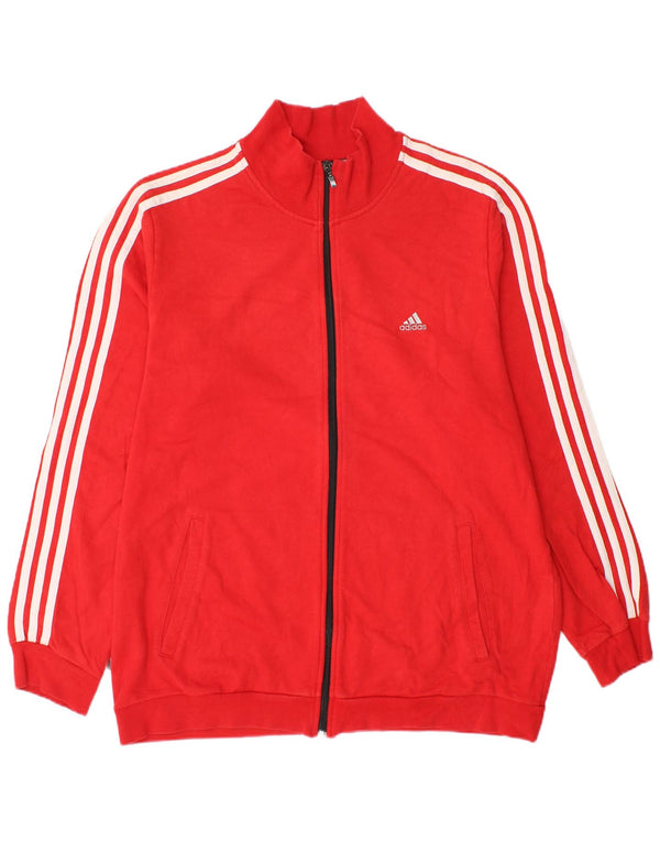 Adidas Mens Tracksuit Top Jacket Large Red Cotton