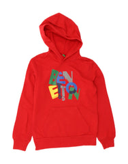 BENETTON Boys Graphic Hoodie Jumper 11-12 Years 2XL Red Cotton