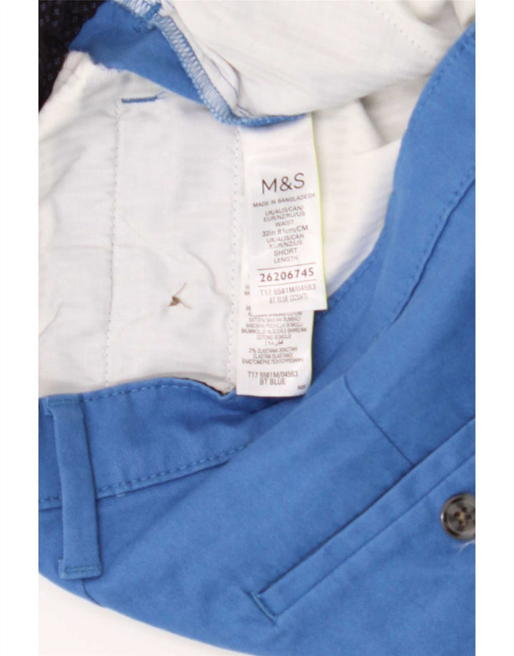 Marks & Spencer Mens Chino Shorts W32 Medium Blue Cotton