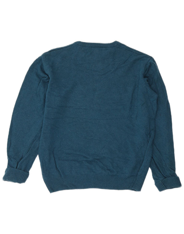 John Lewis Mens Crew Neck Jumper Sweater Small Blue Merino Wool