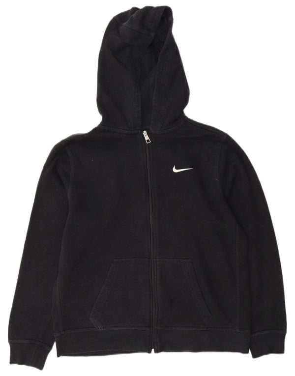 Nike Boys Zip Hoodie Sweater 13-14 Years XL Black Cotton